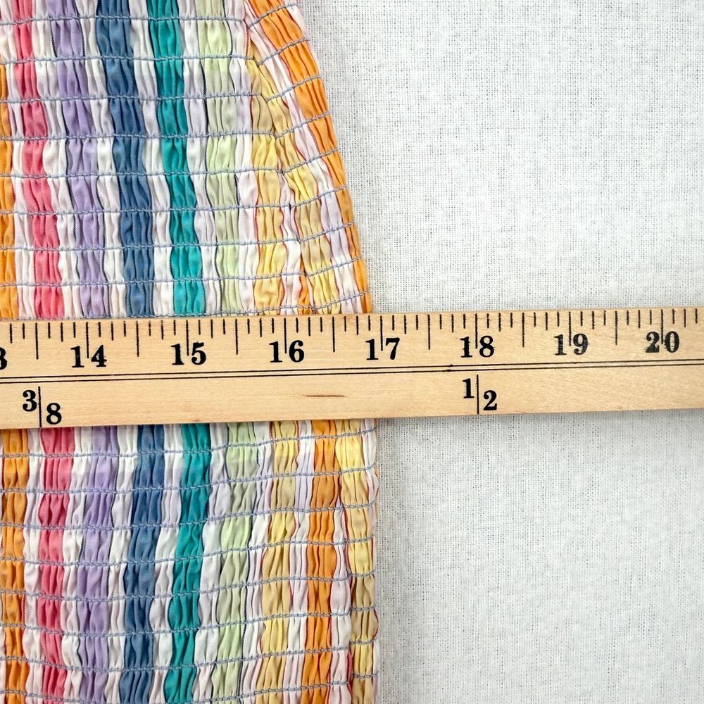 J CREW Smocked Midi Skirt Rainbow Stripe Womens White Pink Cotton Resort NEW - Picture 6 of 16